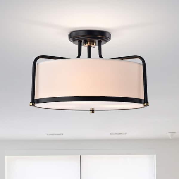 jtwm◆ Warehouse of Tiffany Jaci 18 in. 3-Light Indoor Matte Black