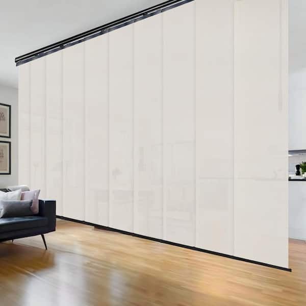 EMOH Buff 120 in. - 218 in. W x 116 in. L Adjustable 10-Panel Black Double Rail Panel Track with 23.5 in. Slates