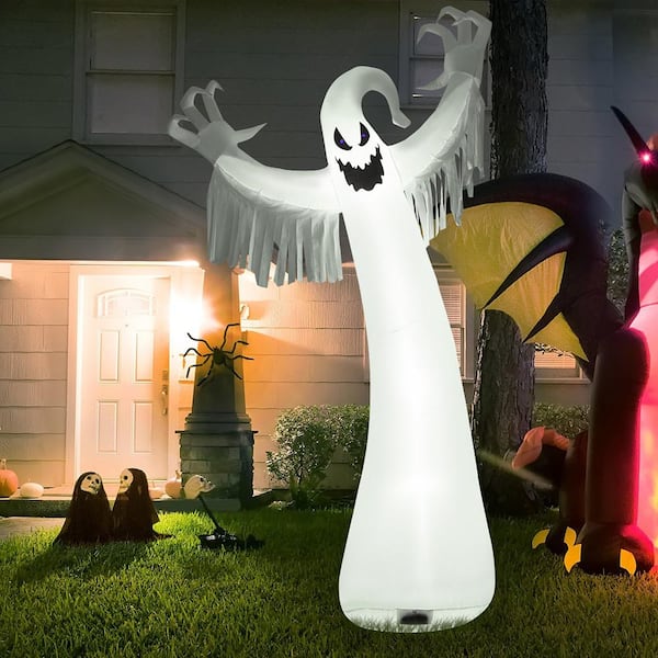 Gymax 12 ft. Halloween Inflatable Blow Up Ghost Decoration with ...