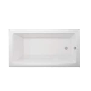 Sunna-R 60 in.x32 in. Soaking Bathtub with End Drain in White/Gloss