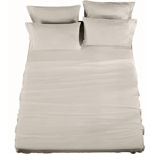 Unbranded 6-Piece Microfiber Queen Sheet Set-Beige