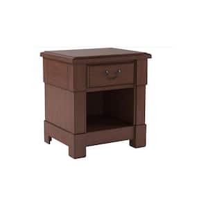 New Basicwise Cherry Wooden Nightstand with Drawer and Shelf Storage 