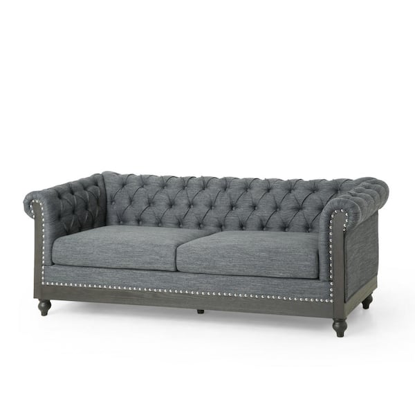 Noble House Glencoe 78.75 in. Width Charcoal and Black Polyester 3 ...