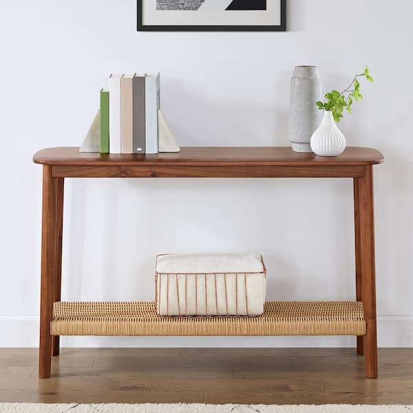 Calais 48in. Rectangle Acacia Wood Console Table, Warm Chestnut