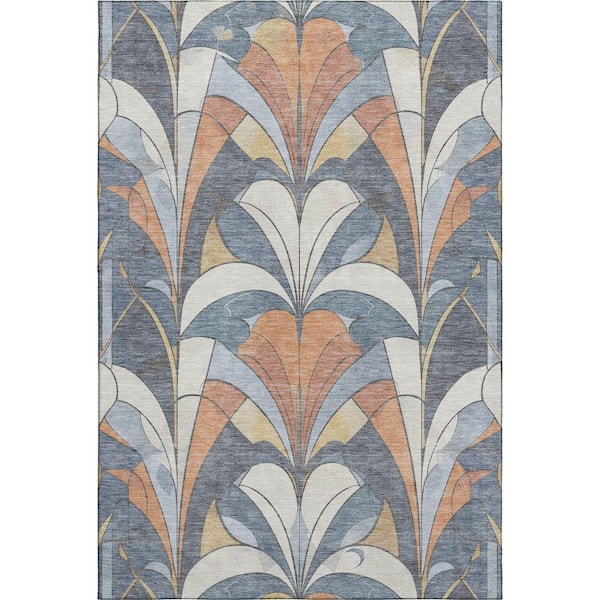Mayfield Premium Machine Washable Abstract AMF2174 Denim 10 ft. x 14 ft. Area Rug
