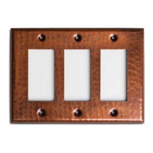 Pure Copper Hand Hammered Triple Rocker Wall Plate