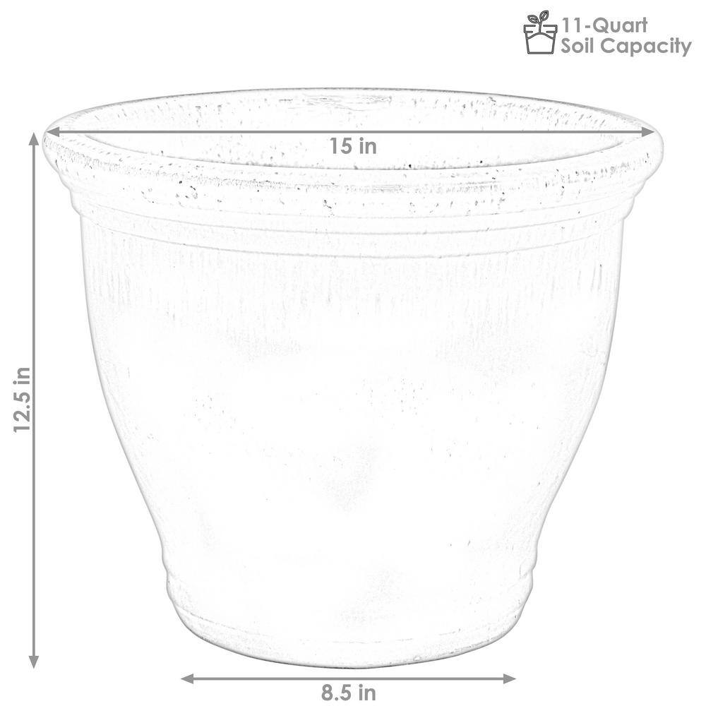 Seafoam and Beige Glazed Ceramic 15" Planter with Drainage Holes