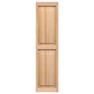 15 in. x 39 in. Raised Panel Shutters Pair Unfinished Pine
