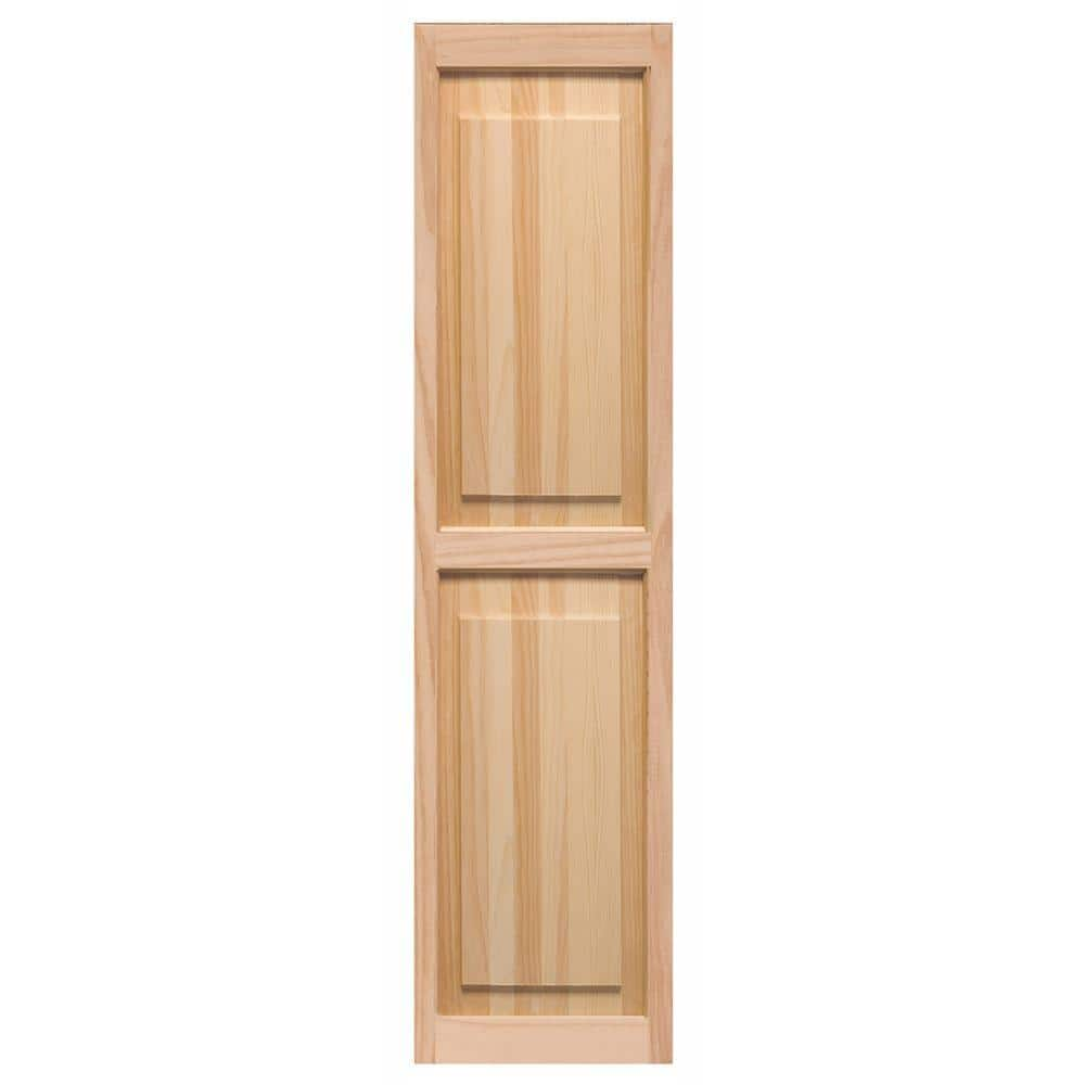 Pinecroft 15 in. x 47 in. Raised Panel Shutters Pair Unfinished Pine