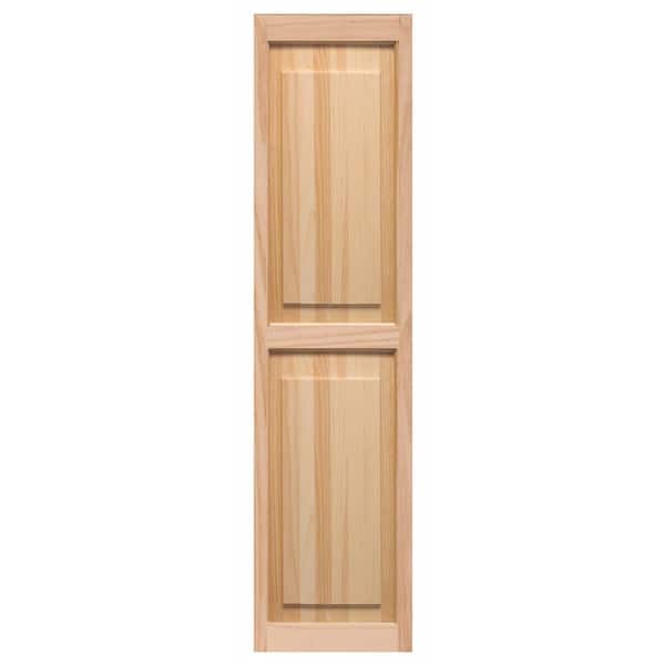 Pinecroft 15 in. x 47 in. Raised Panel Shutters Pair Unfinished Pine
