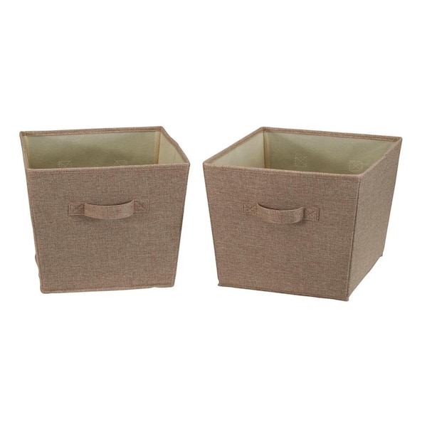 HOUSEHOLD ESSENTIALS 7-Gal. Medium Fabric Storage Bins 2-Pack in Latte Linen