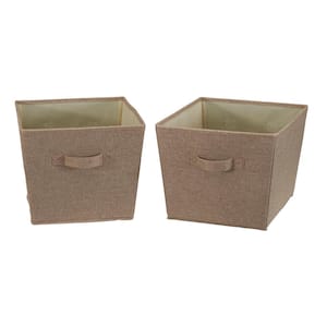7-Gal. Medium Fabric Storage Bins 2-Pack in Latte Linen