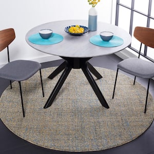 Abstract Blue/Gold 6 ft. x 6 ft. Marle Round Area Rug