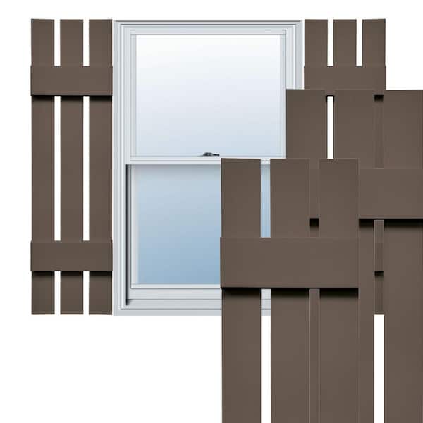 Ekena Millwork Lifetime 12 in. W x 51 in. H Vinyl Board and Batten Shutters Pair in French Roast