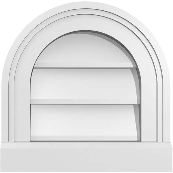Ekena Millwork 12 in. x 12 in. Round Top White PVC Paintable Gable Louver Vent Non-Functional