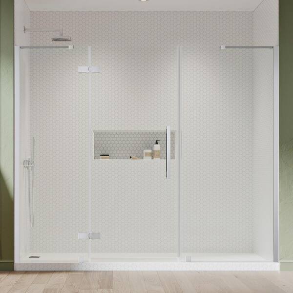 OVE Decors Tampa 83 3/8 in. W x 72 in. H Pivot Frameless Shower Door in Chrome