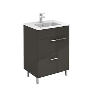 Elegance 23.6 in. W x 18.0 in. D x 33.0 in. H Bath Vanity in Anthracite with Vanity Top and Ceramic White Basin
