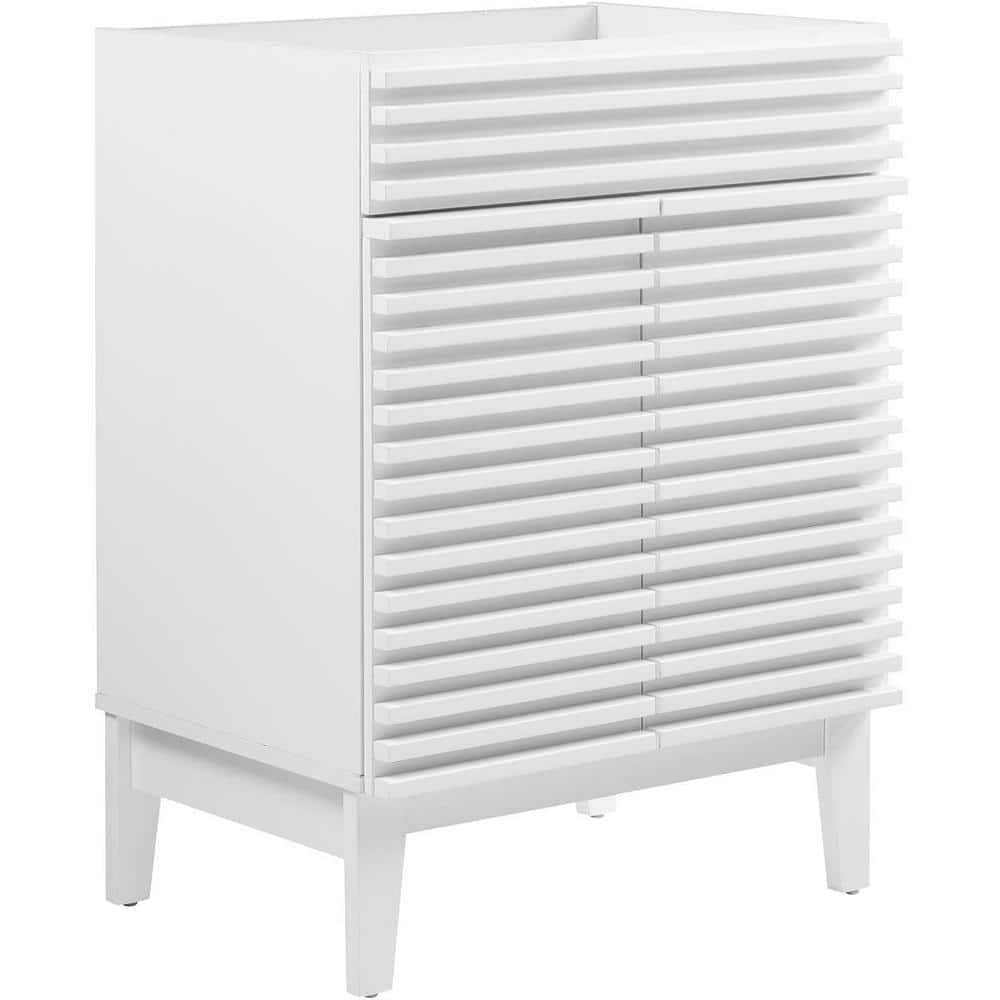24 in. Modern Bath Vanity Cabinet without Top in White with 2-Doors Rectang
