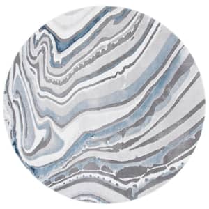 Craft Blue/Gray 7 ft. x 7 ft. Round Abstract Area Rug