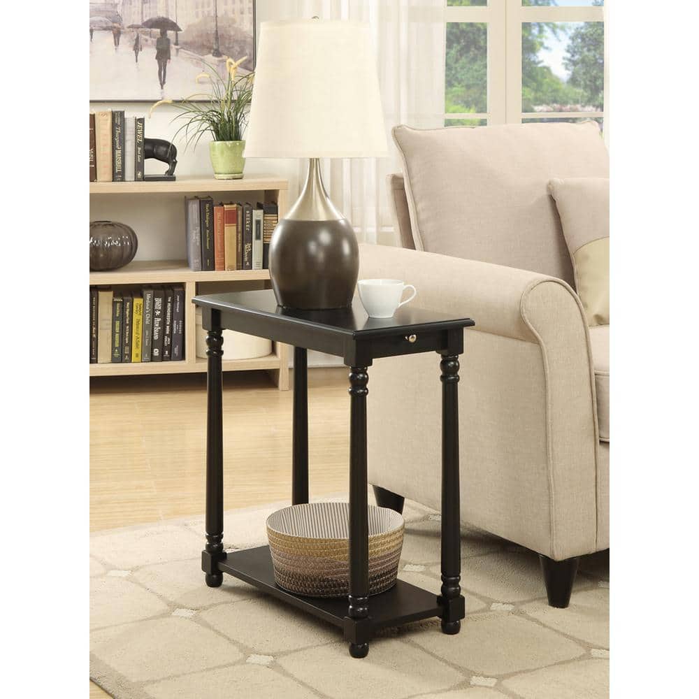 Provence Elegance Black Wooden End Table with Spindle Legs