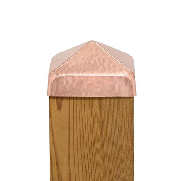 Protectyte 4 in. x 4 in. Hammered Copper Pyramid Slip Over Fence Post Cap