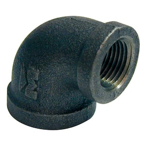 1/2 in. x 3/8 in. Black Malleable Iron 90 Degree FPT x FPT Reducing Elbow Fitting