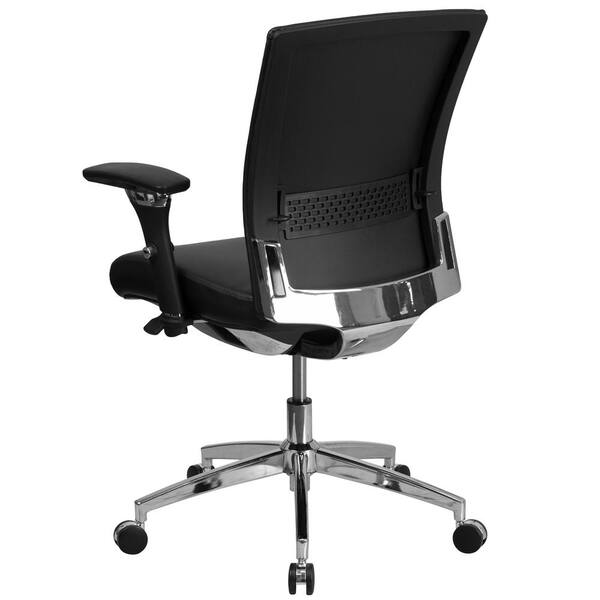 Flash Furniture Black Leather Contemporary Adjustable Height Swivel Faux  Leather Desk Chair in the Office Chairs department at