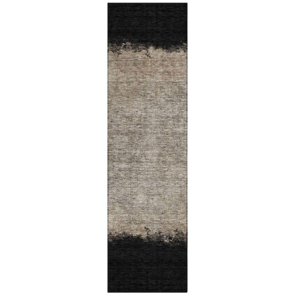 Chantille Machine Washable Indoor/Outdoor Abstract ACN2214 Black 2 ft. 3 in. x 7 ft. 6 in. Runner Rug