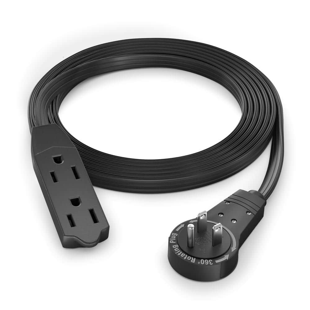 6 ft. 16/3 Light Duty Indoor Extension Cord with 360-Degree Rotating Flat Plug 3-Outlet, 13Amps, Black price history on PriceWatchPro