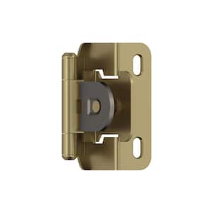 Golden Champagne 1/2 in. (13 mm) Overlay Single Demountable, Partial Wrap Cabinet Hinge (2-Pack)