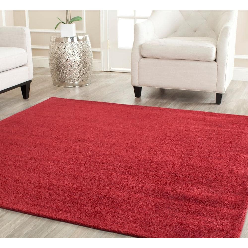 Himalaya Red Wool Handmade Square Area Rug, 8' x 8'