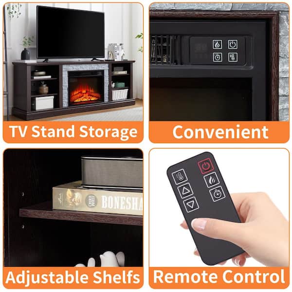 ToolCat 70 in. Freestanding Electric Fireplace TV Stand with 23 in