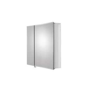30 in. W x 26 in. H x 5-1/4 in. D Frameless Aluminum Recessed or Surface-Mount Medicine Cabinet with Easy Hang System