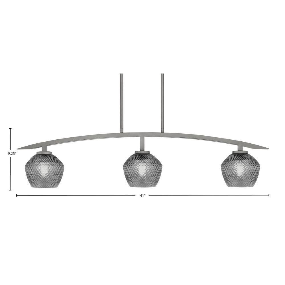 Siena 41 in. 3-Light Graphite Chandelier with 6 in. Smoke Textured Glass Sh