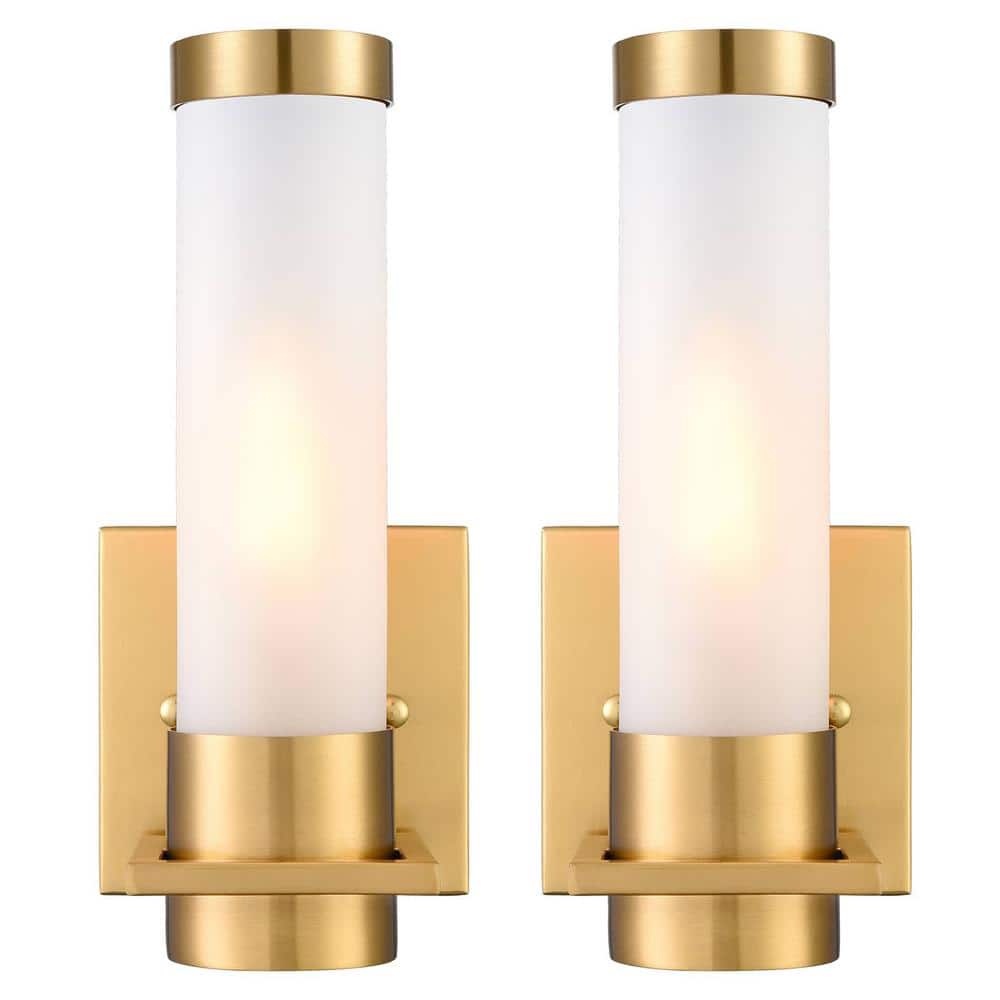 CLAXY 5.9 in. 1-Light Gold Modern Wall Sconce with Standard Shade SH ...