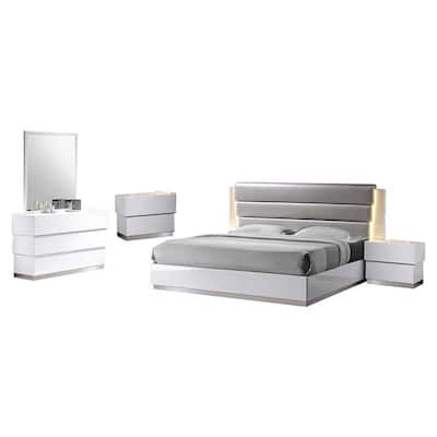 Best Master Furniture Florence White, Modern Queen Platform Bedroom Sets