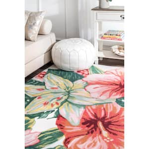 Sabrina Contemporary Floral Multicolor 4 ft. x 4 ft. Indoor/Outdoor Square Rug