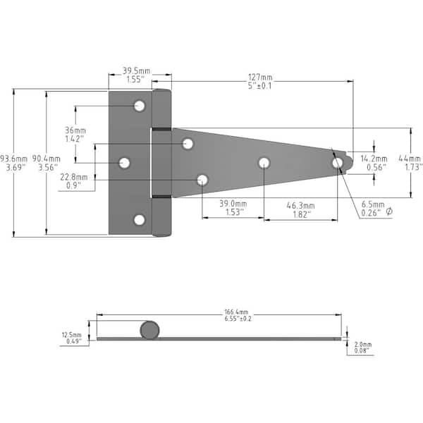 5 in. Zinc Plated Standard Tee Hinge