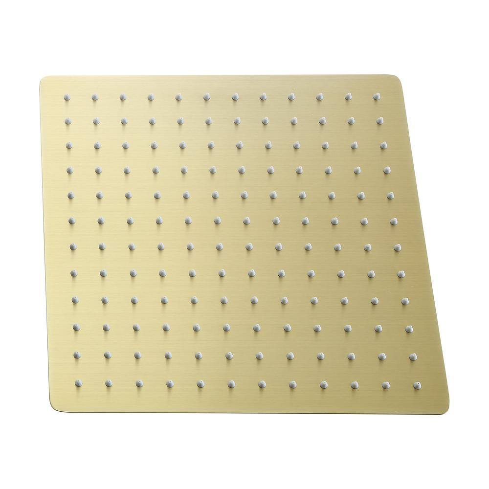1-Spray Patterns 12 in. Wall Mount Rain Fixed Shower Head, 1.8 GPM Square Shape Head Shower in Brushed Gold price history on PriceWatchPro
