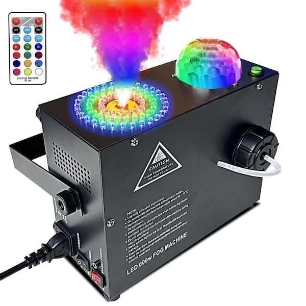 600-Watt Smoke Machine w/ Disco Ball Upward Spray, 72 LED Lights, 2000 CFM Spray, Remote Control, Perfect for Halloween