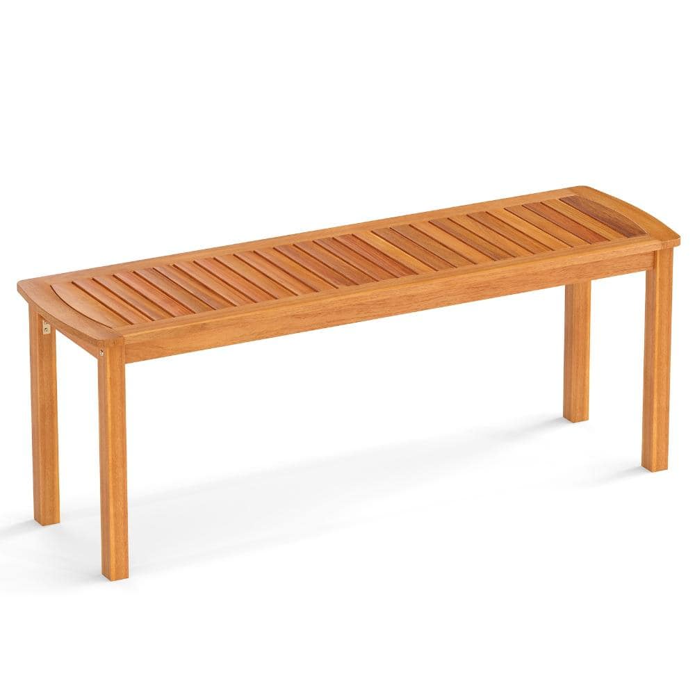 48 in. Acacia Wood Outdoor Garden Bench with Slatted Seat and 800 lb. Capacity, Natural