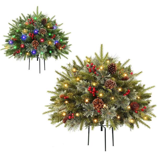 Set of 2 1.5 ft. Artificial Christmas Tree Pre-Lit with 50 LED Lights ...