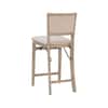 Linon Home Decor Keira 37 in. H Graywash High Back Wood Counter Height Bar Stool with Fabric Seat THD04634