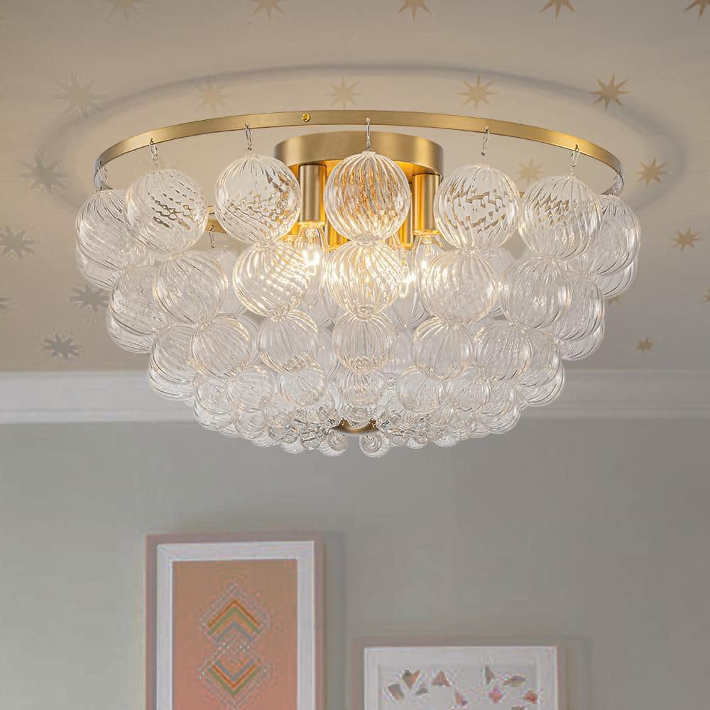Neuvy 6-Light 19.7 in.W Brushed Gold Flush Mount Mid-Century Baroque Murano Glass Chandelier for Living Room price history on PriceWatchPro