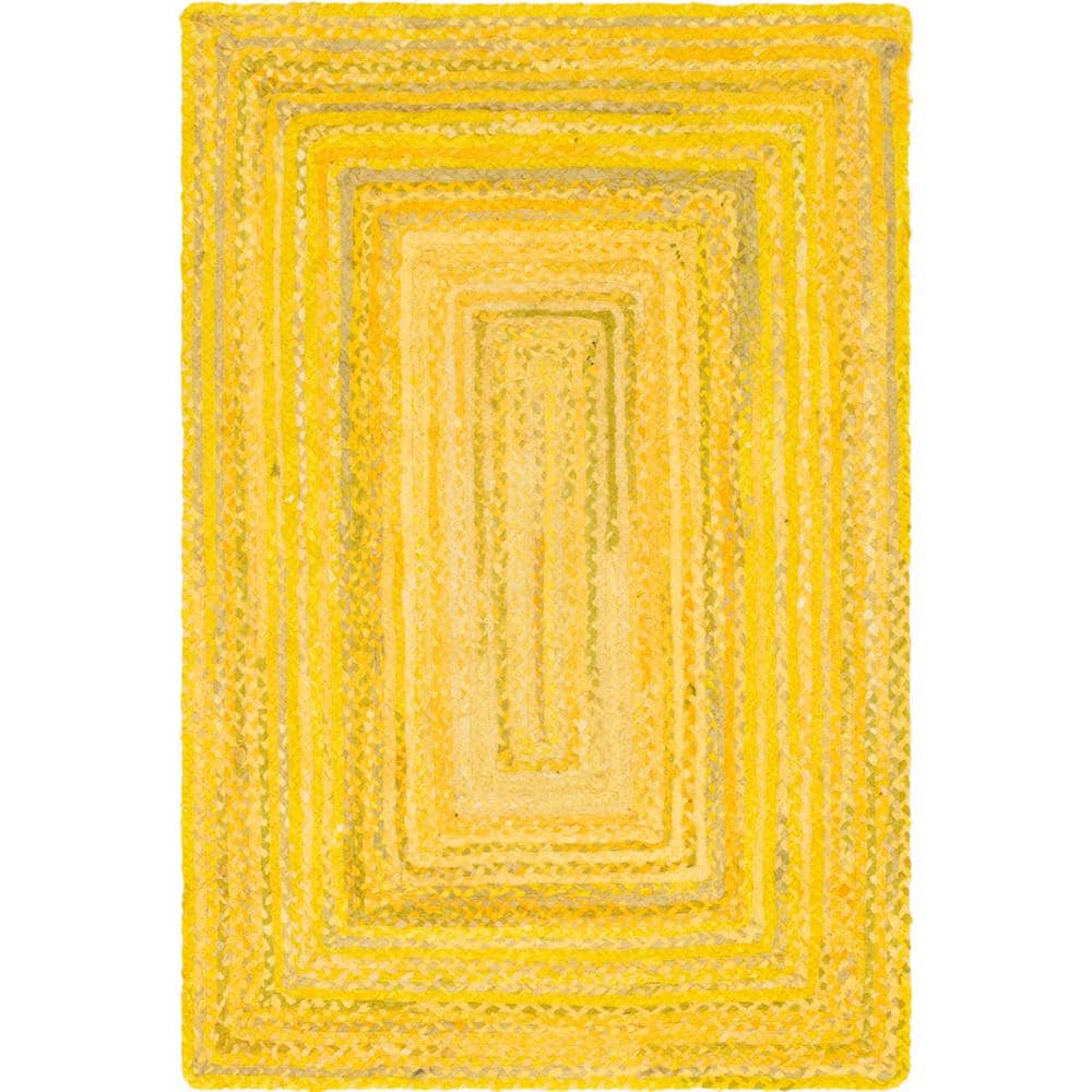 Braided Chindi Yellow 4 ft. x 6 ft. Area Rug price history on PriceWatchPro