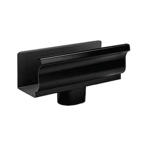 5 in. Black Aluminum K-Style Gutter End with 2 in. x 3 in. Drop Outlet