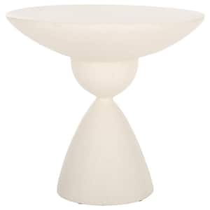 Atley 18.11 in. White Round Concrete End Table