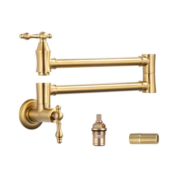 Wowow Brass Wall Mounted Pot Filler Faucet With Double Joint Swing Arms Commercial Kitchen Pot 8551