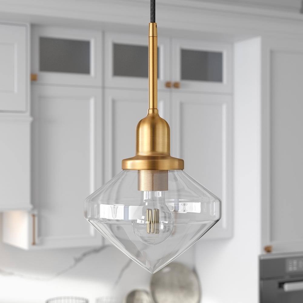 Zaria Brushed Gold Clear Glass Globe Pendant with Adjustable Cord