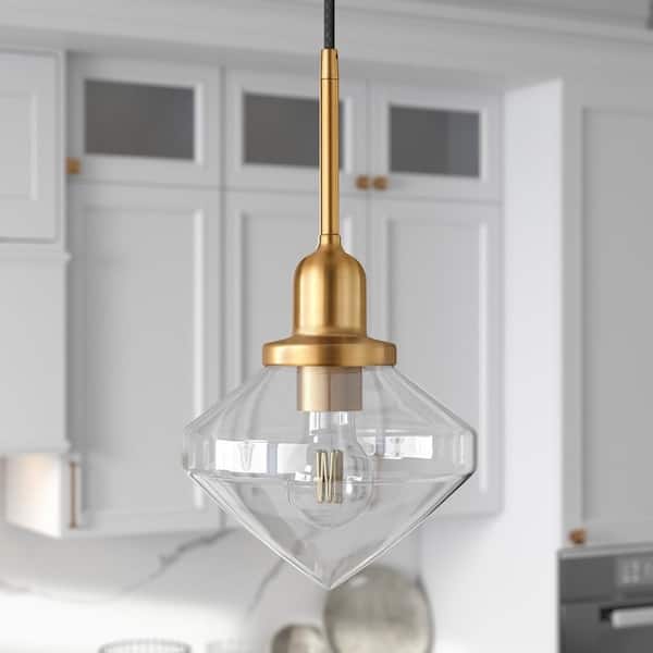 Zariza 1-Light Brass Pendant with Clear Glass Shade